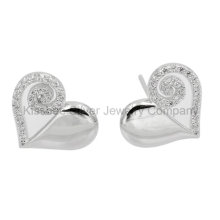 Stud Earrings Sterling Silver Jewelry Heart Earrings (KE3077)